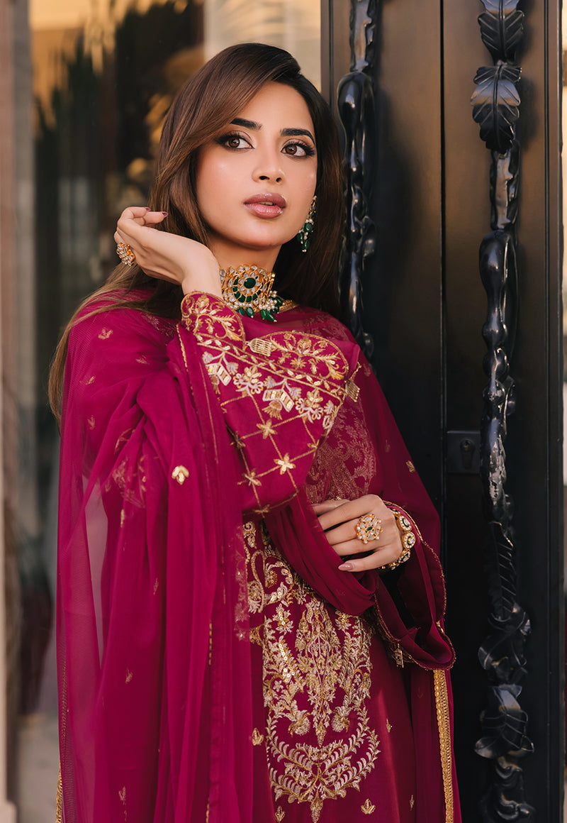 AJSM-46 EMBROIDERED CHIFFON GEORGETTE 3 PCS