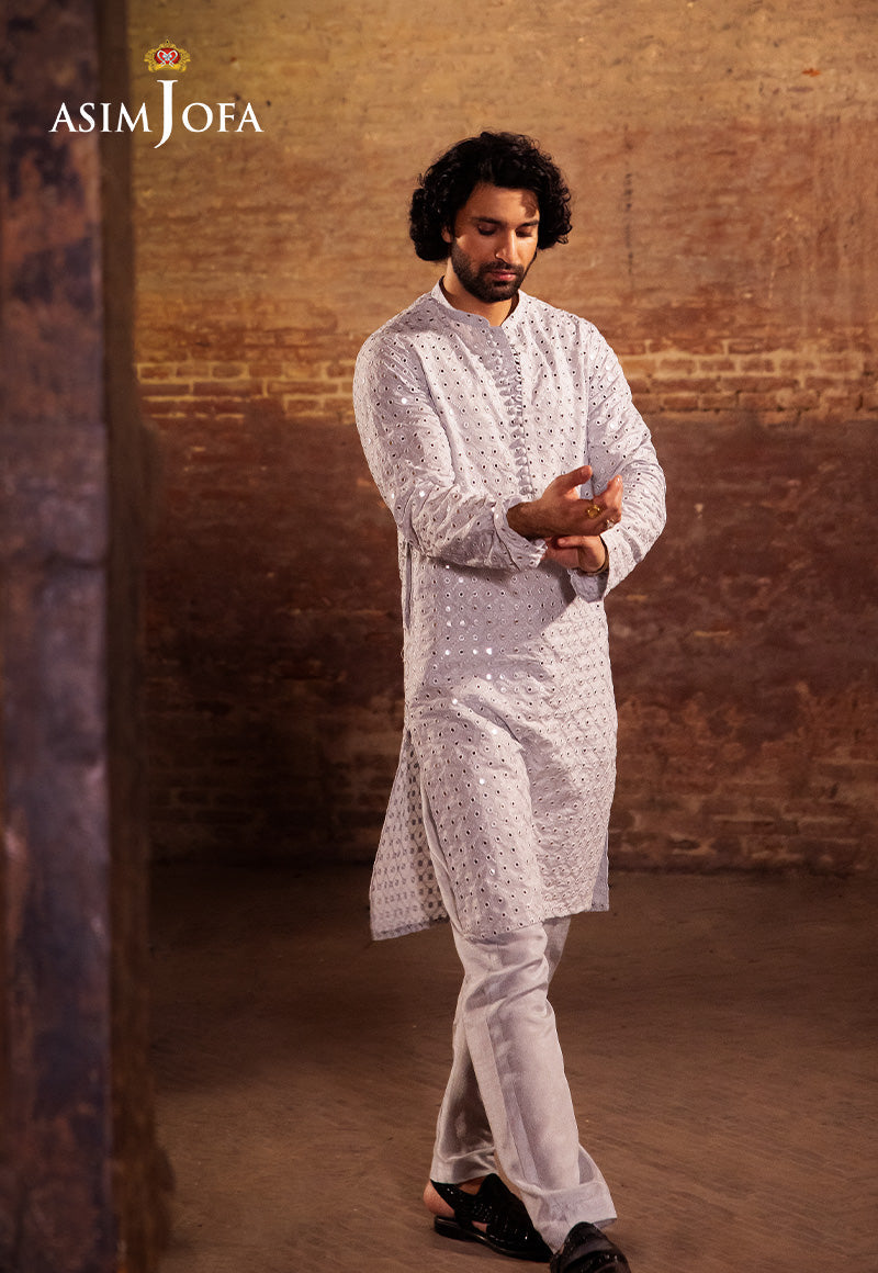 AJMS-22 EMBROIDERED INDIAN RAW SILK 2 PCS