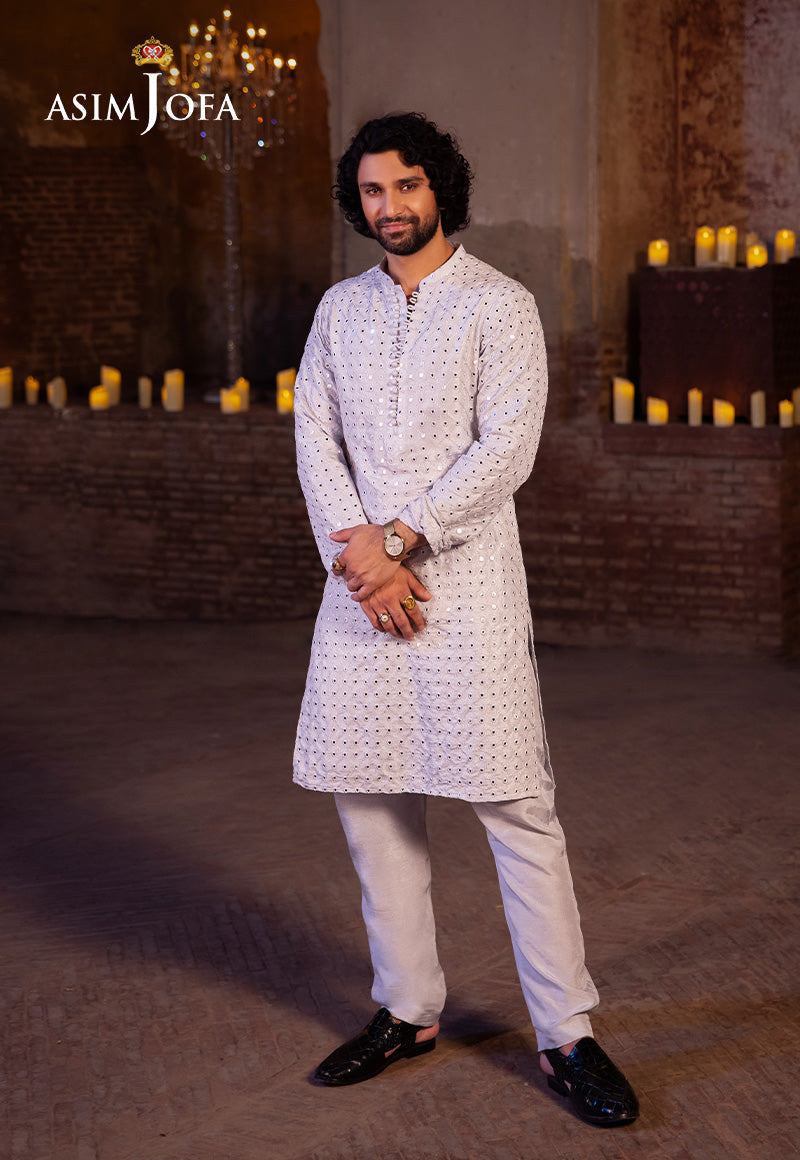 AJMS-22 EMBROIDERED INDIAN RAW SILK 2 PCS