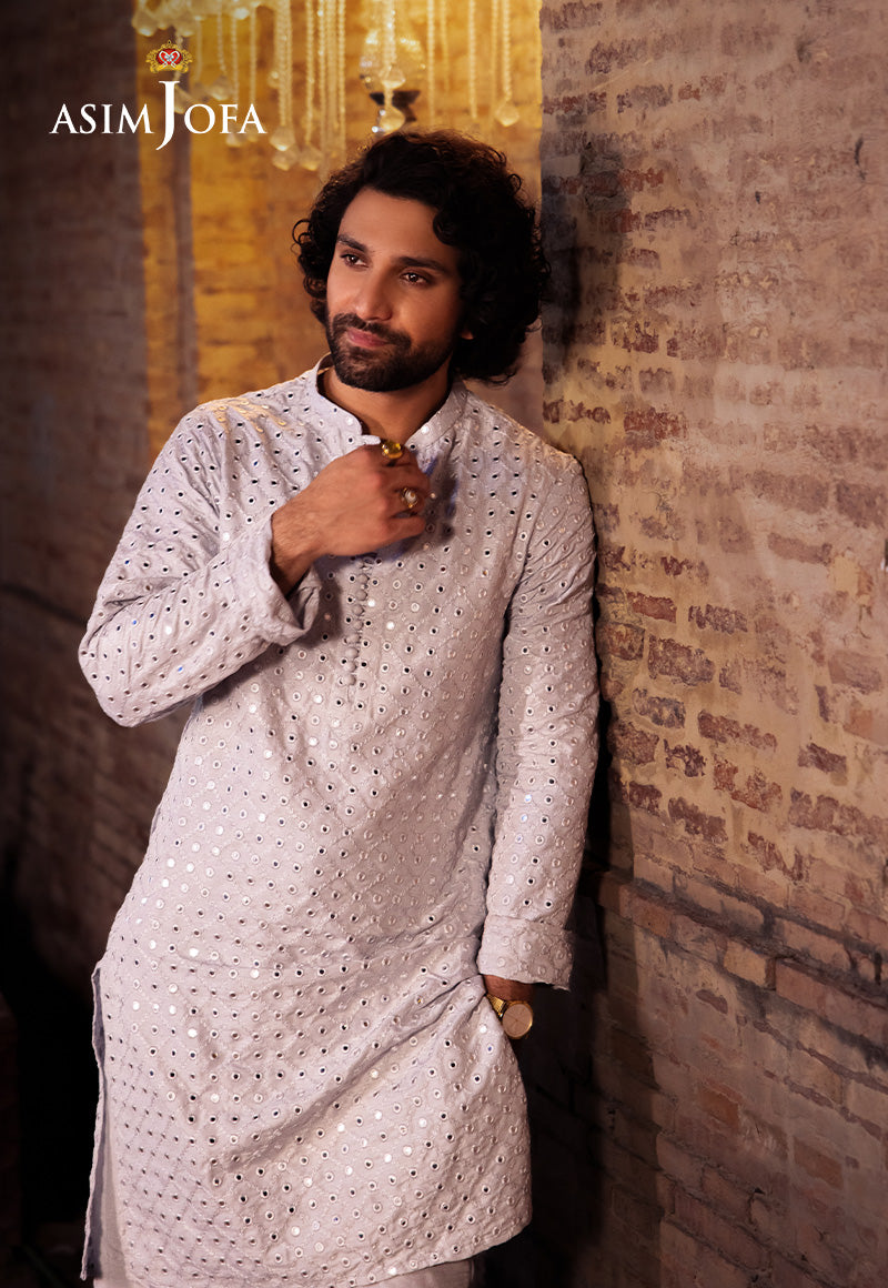 AJMS-22 EMBROIDERED INDIAN RAW SILK 2 PCS