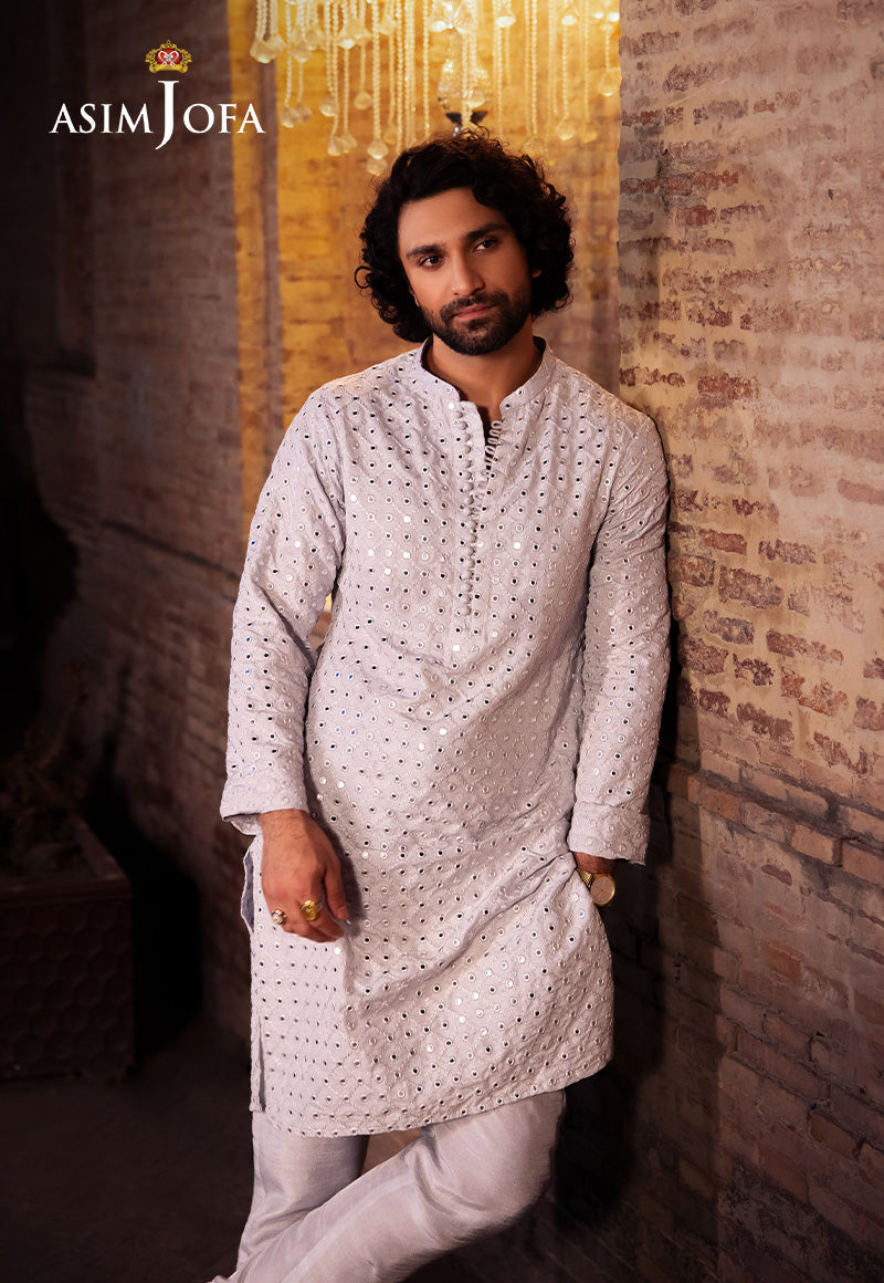 AJMS-22 EMBROIDERED INDIAN RAW SILK 2 PCS