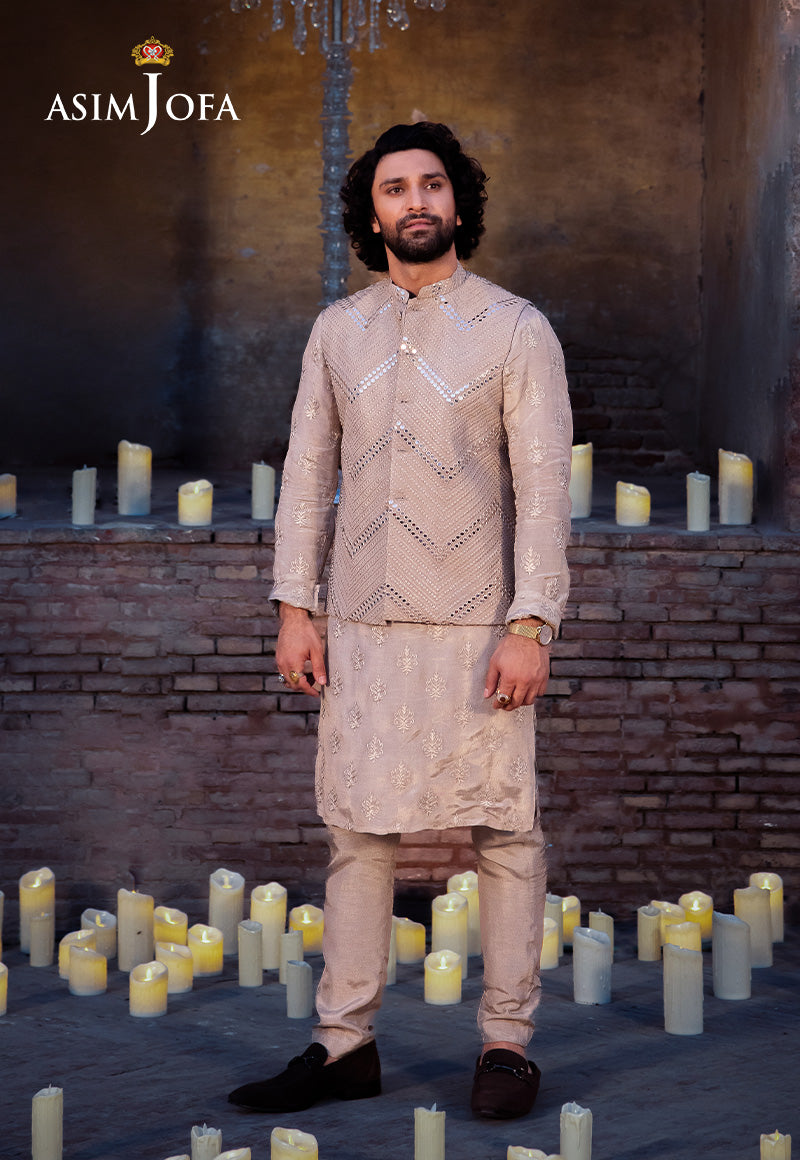 AJMS-23 EMBROIDERED INDIAN RAW SILK 3 PCS