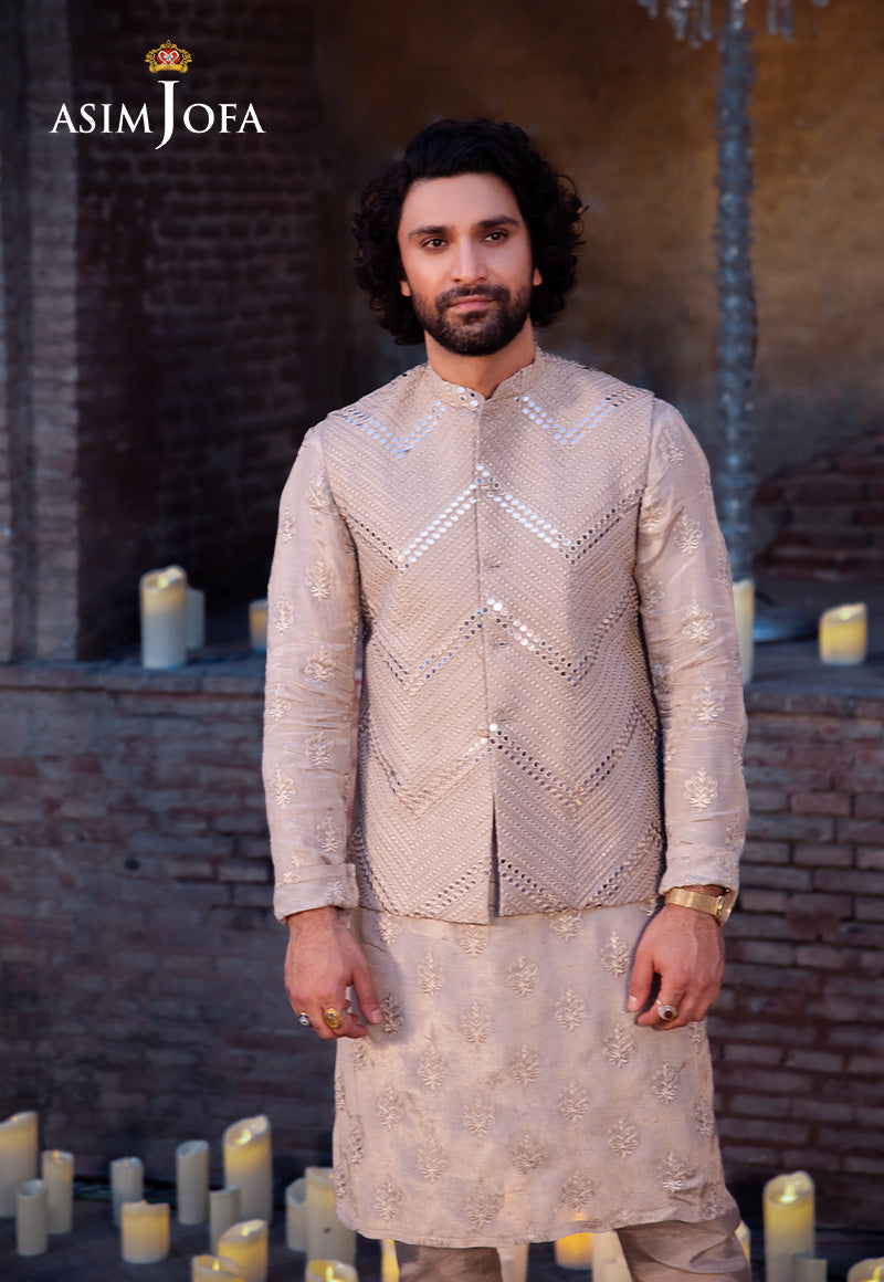AJMS-23 EMBROIDERED INDIAN RAW SILK 3 PCS
