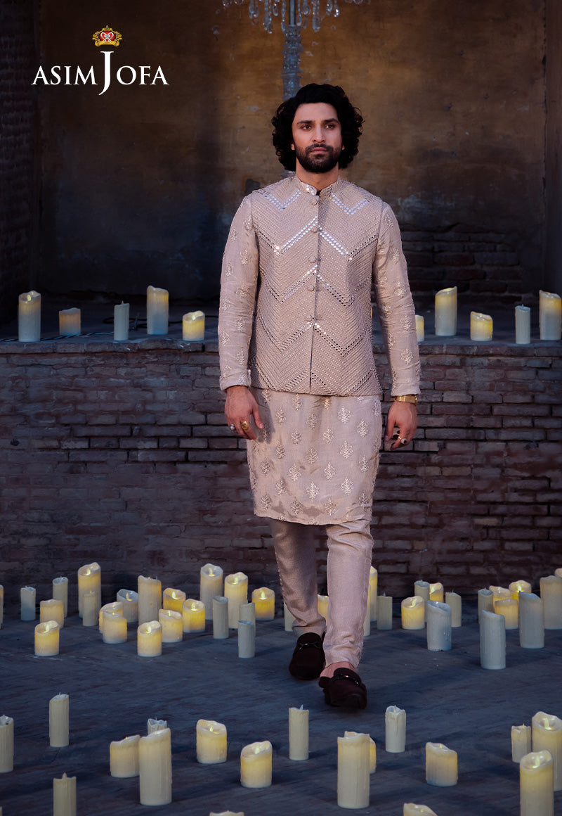 AJMS-23 EMBROIDERED INDIAN RAW SILK 3 PCS