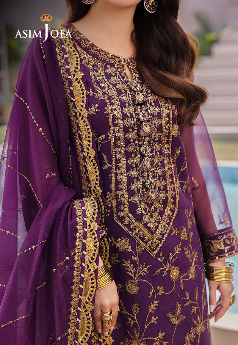 AJCFP-08 EMBROIDERED CHIFFON  3 PCS