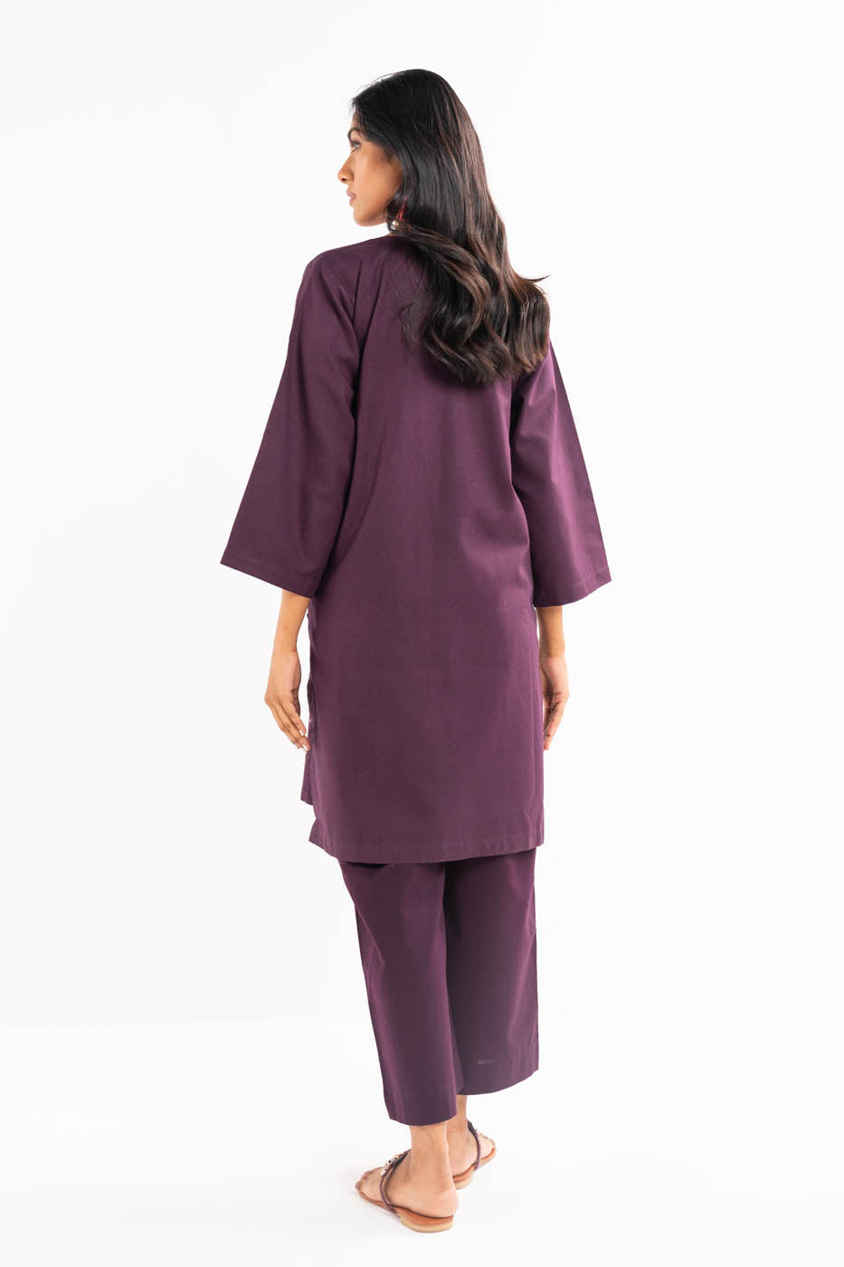 Dyed Embroidered Khaddar Shirt
