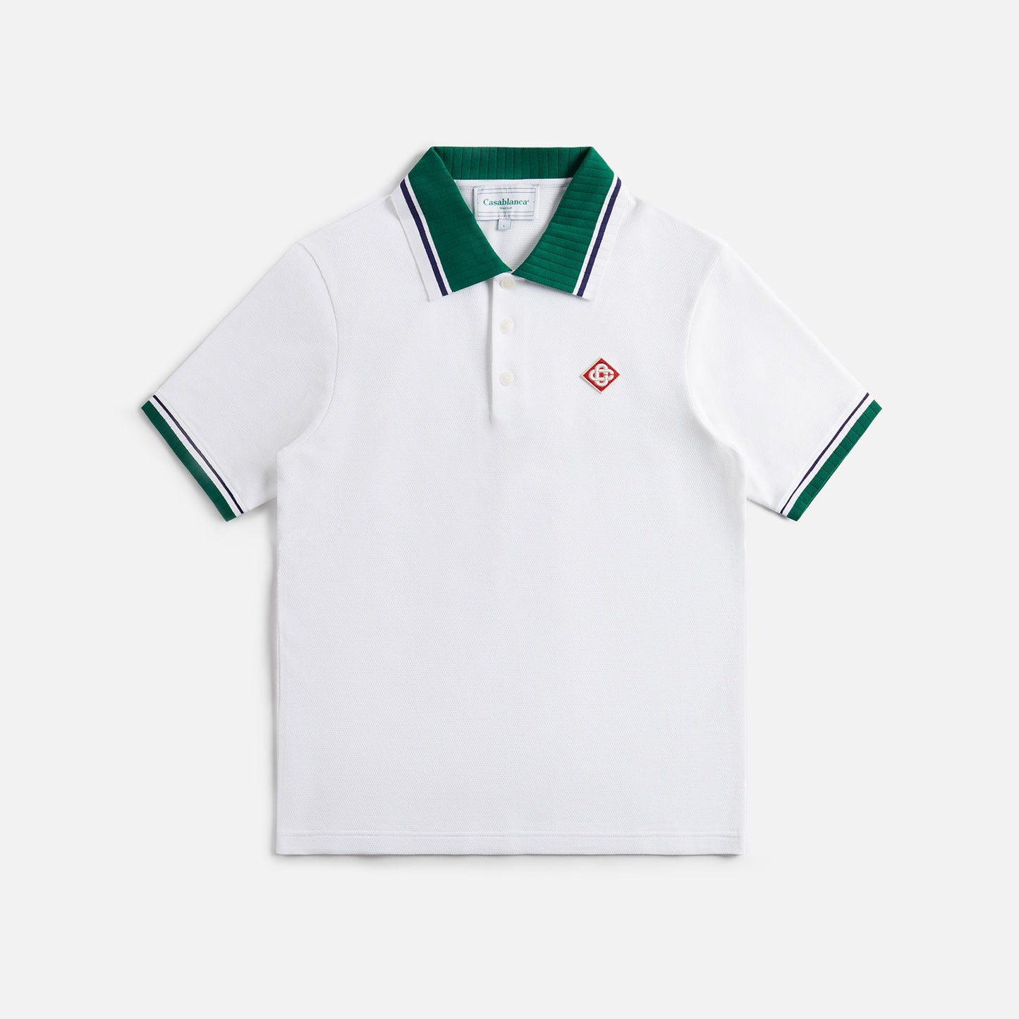 Casablanca Organic Cotton Pique Textured Pique Polo - White