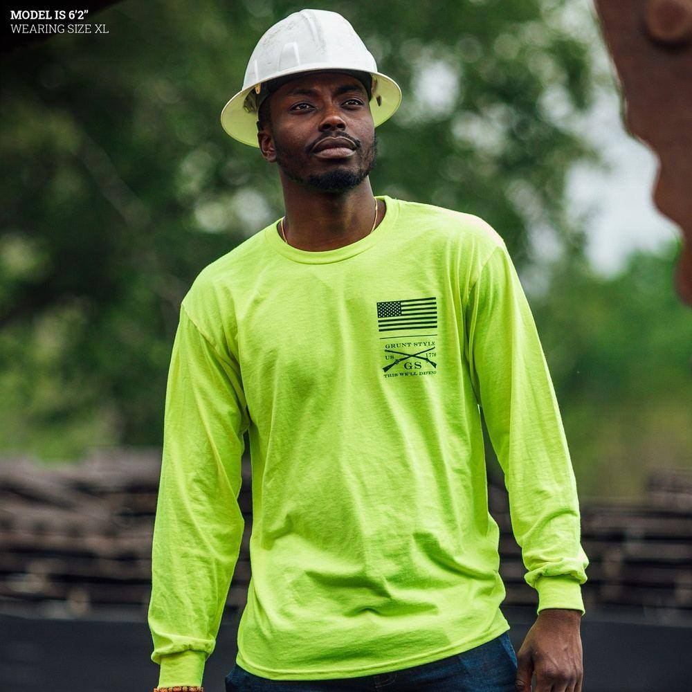 Red Blood Blue Collar® Long Sleeve - Safety Green
