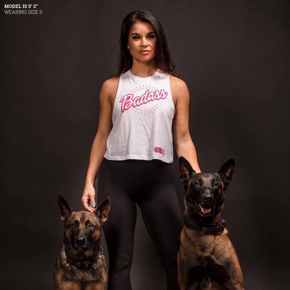 Women's Badass Racerback Cropped Tank - White