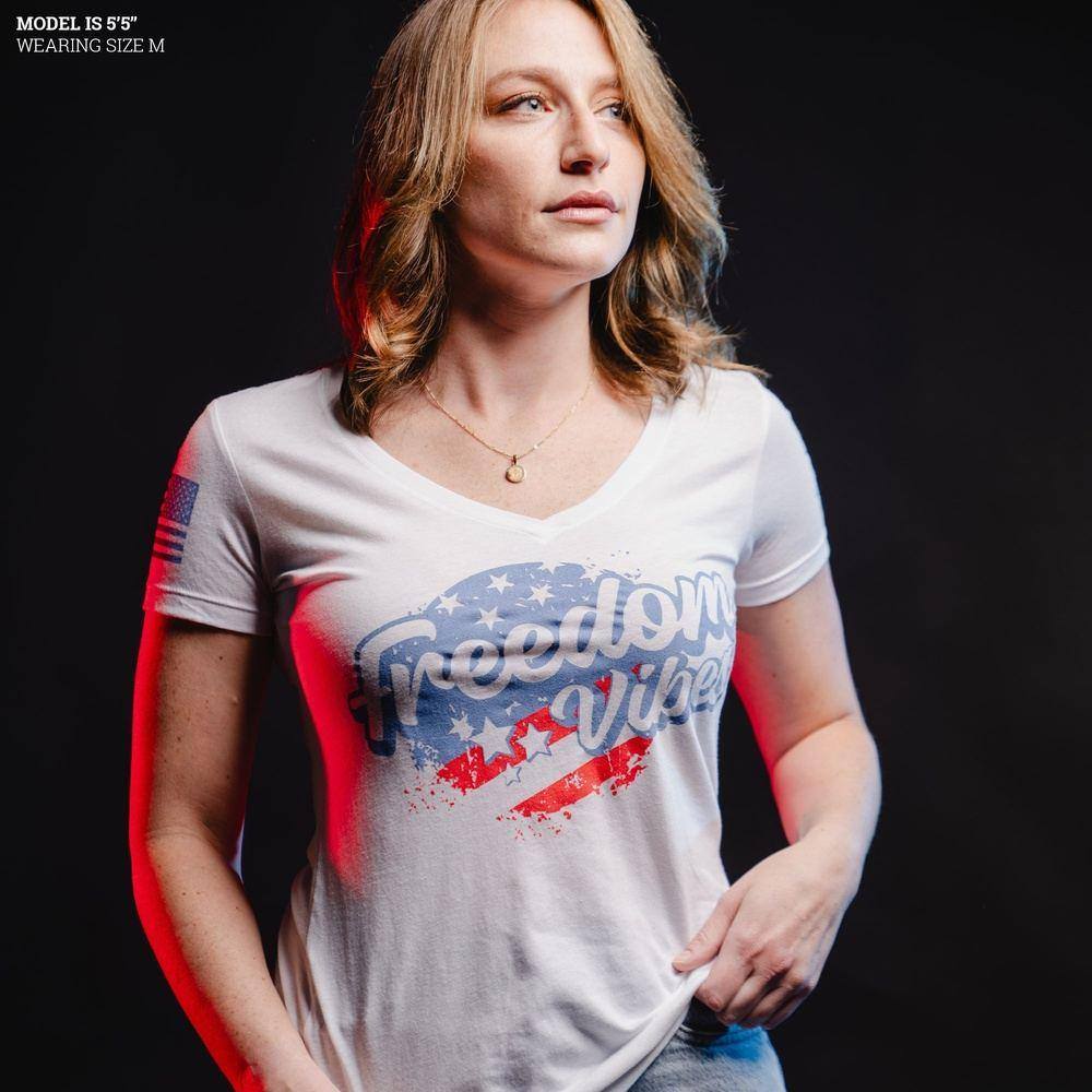 Women's Freedom Vibes V-Neck - White
