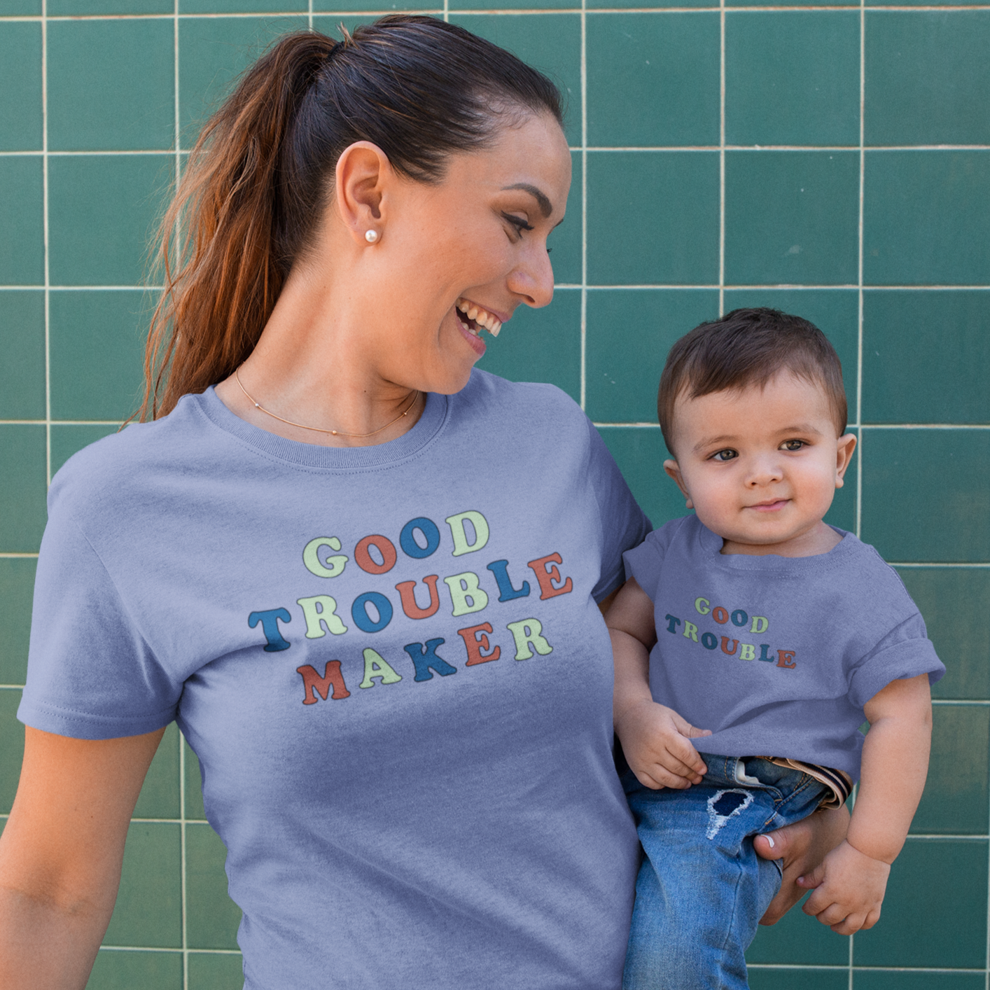 Good Trouble Onesie + Kids Tee