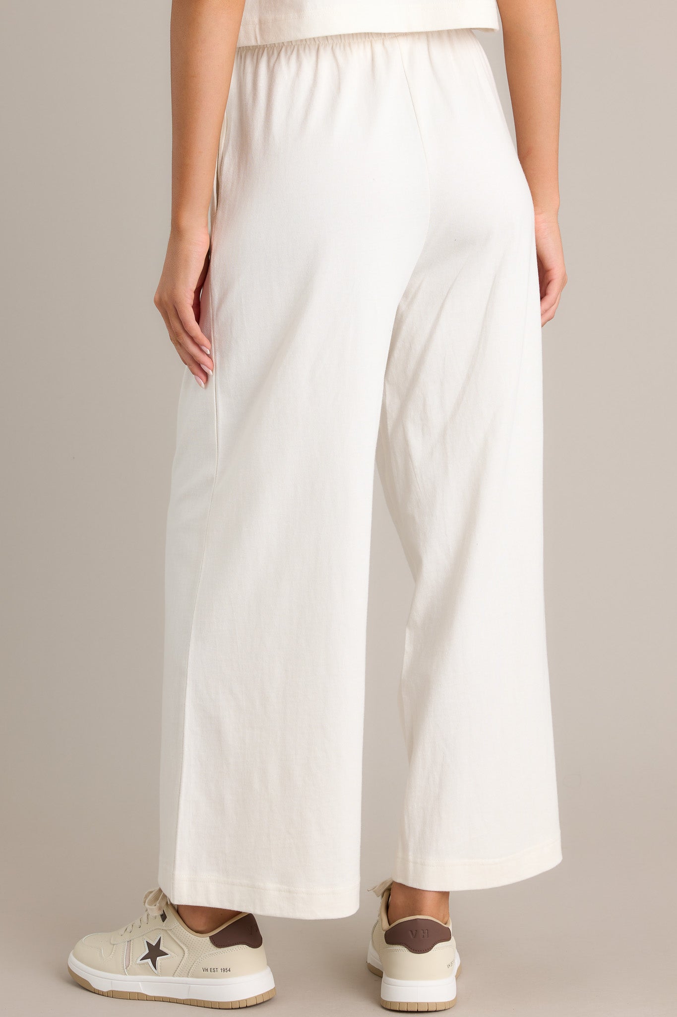 Z Supply Scout Sea Salt White Cotton Jersey Flare Pants