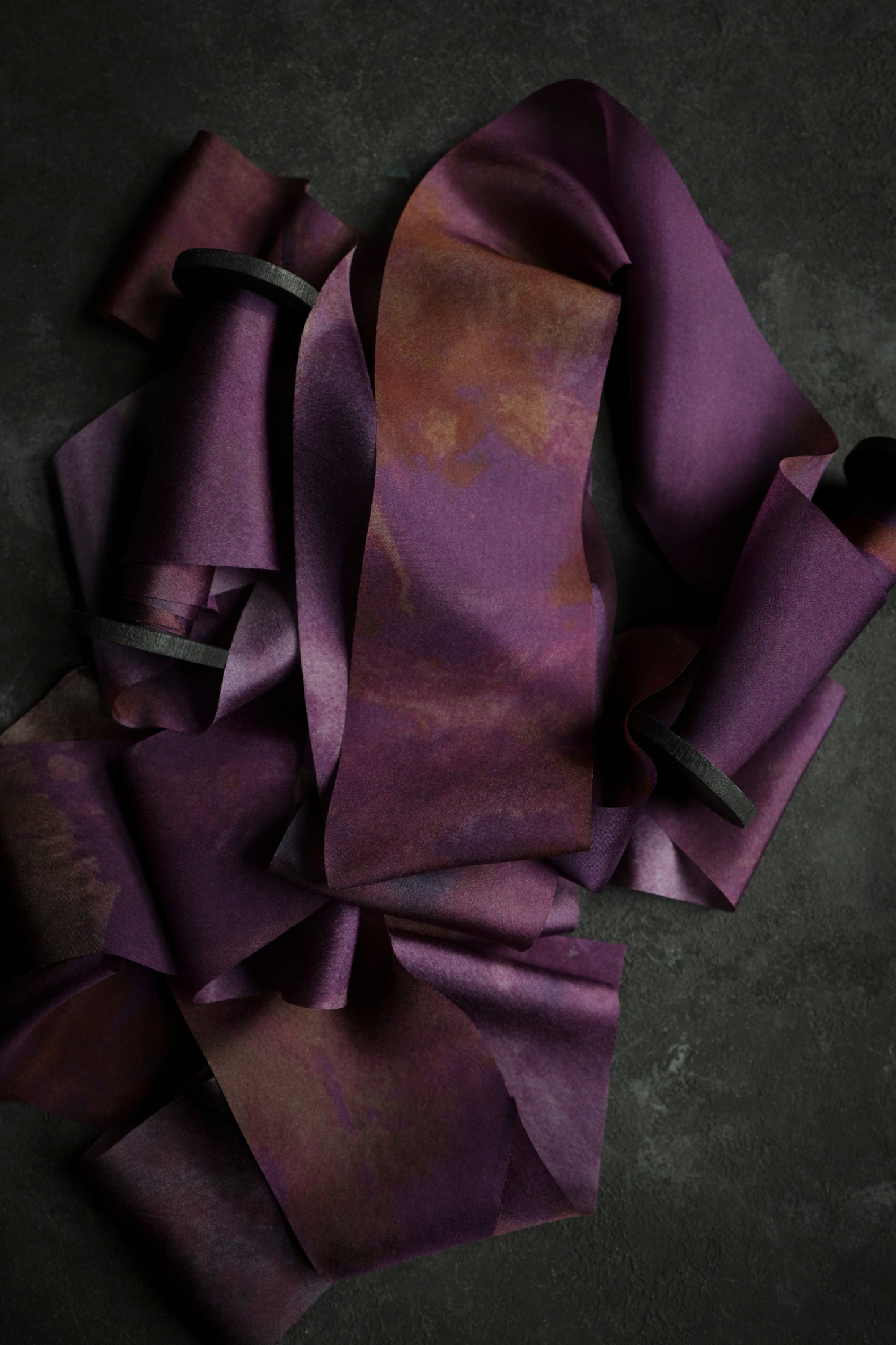 Botanical Print / Hot Peony (Dark) Silk ribbon