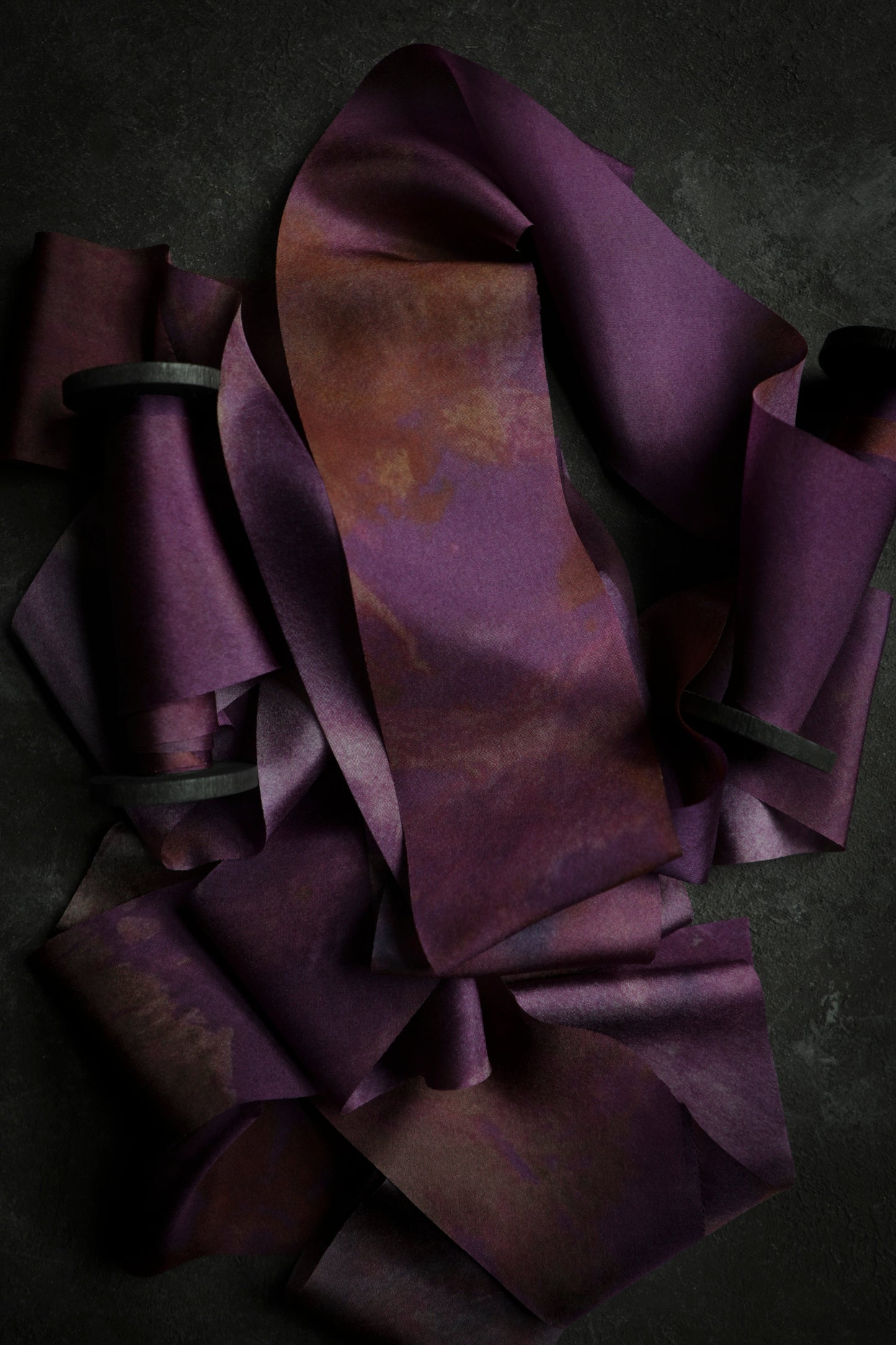 Botanical Print / Hot Peony (Dark) Silk ribbon