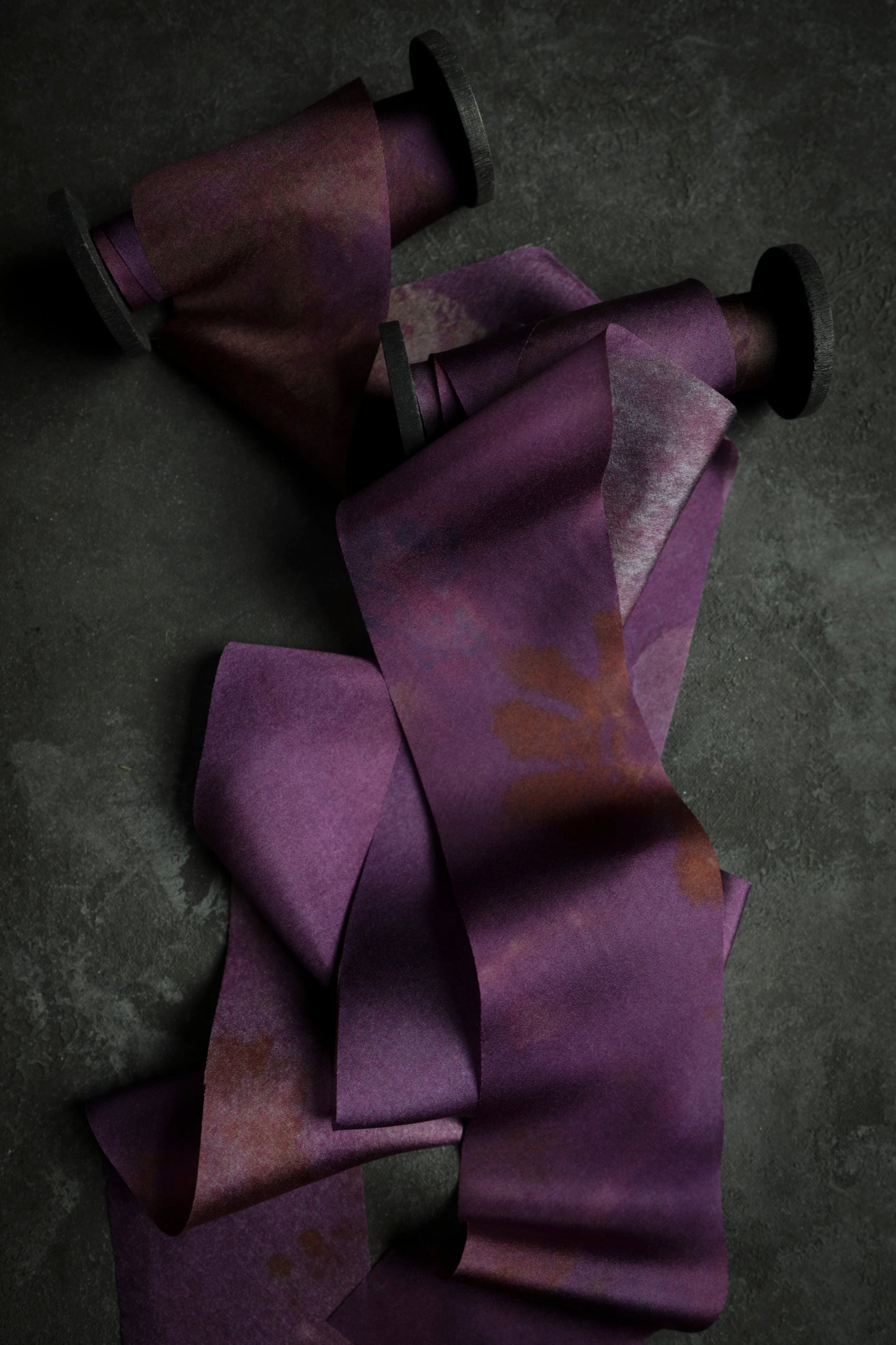 Botanical Print / Hot Peony (Dark) Silk ribbon
