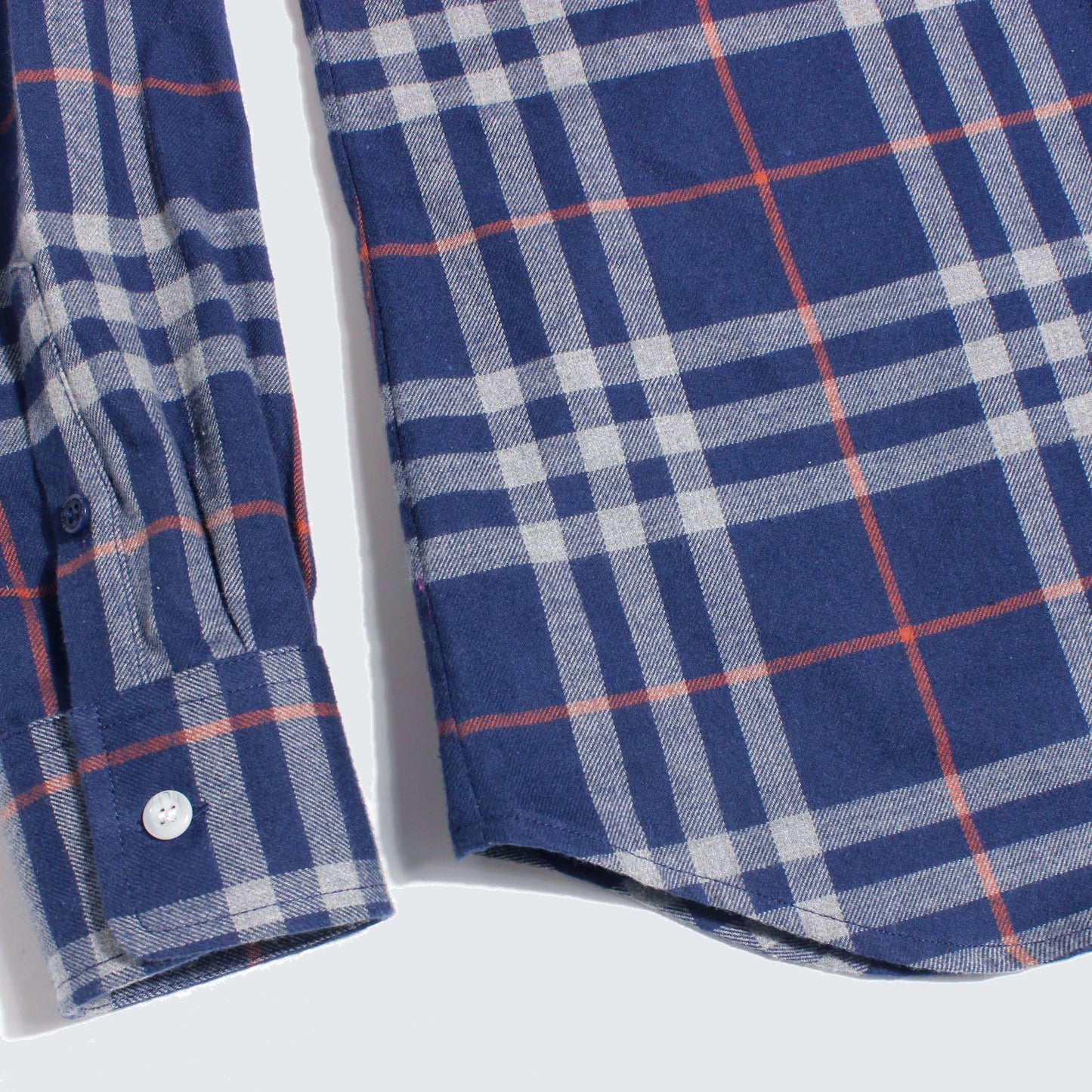 Navy and Gray Plaid Flannel Shirt