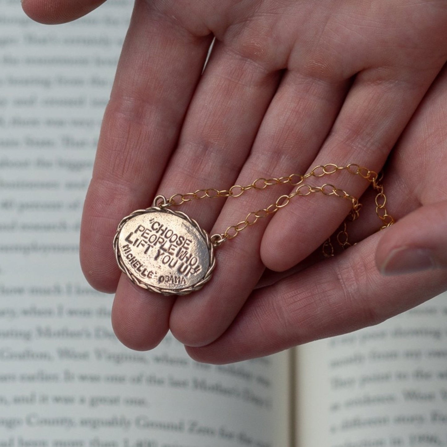 Michelle Obama Quote Necklace