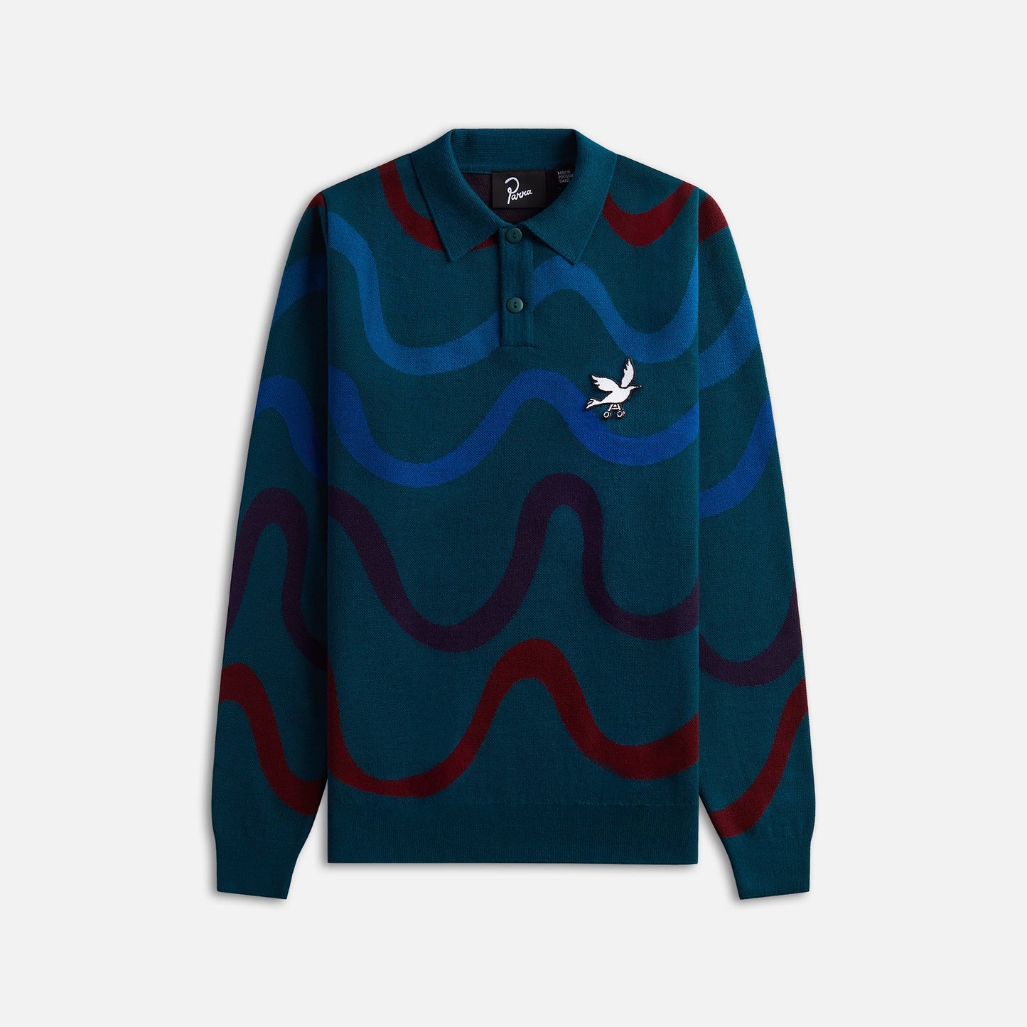 by Parra Colored Soundwave Knitted Polo Pullover - Green