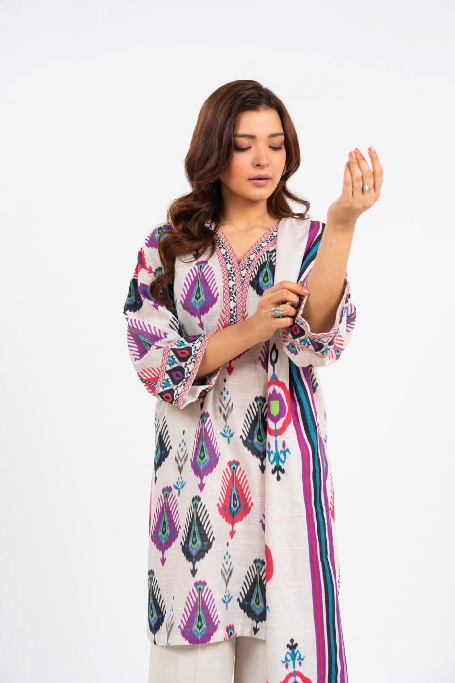 3 Piece Cambric Suit with Lawn Dupatta