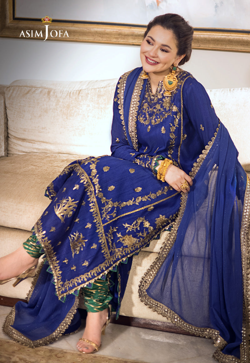 AJZS-18 EMBROIDERED INDIAN RAW SILK 3 PCS