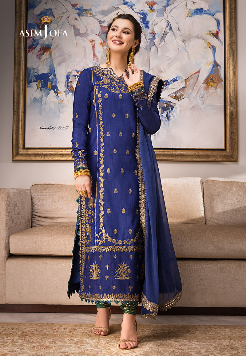 AJZS-18 EMBROIDERED INDIAN RAW SILK 3 PCS