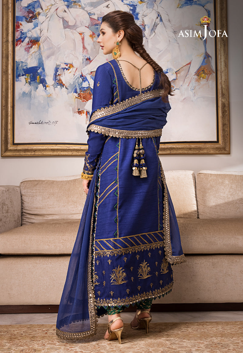 AJZS-18 EMBROIDERED INDIAN RAW SILK 3 PCS