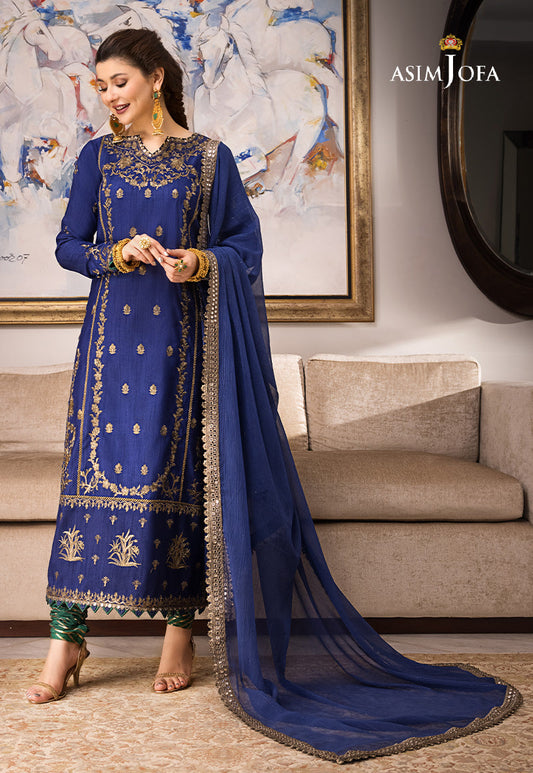 AJZS-18 EMBROIDERED INDIAN RAW SILK 3 PCS