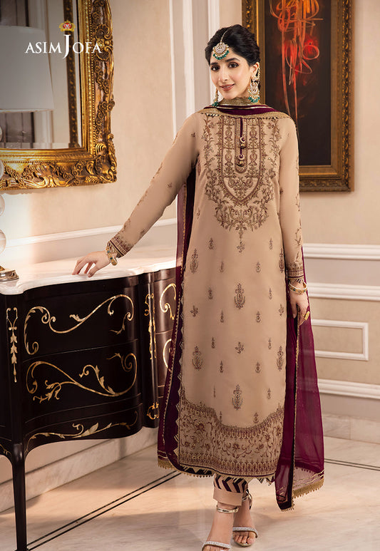 AJZS-12 EMBROIDERED CHANDERI COTTON 3 PCS