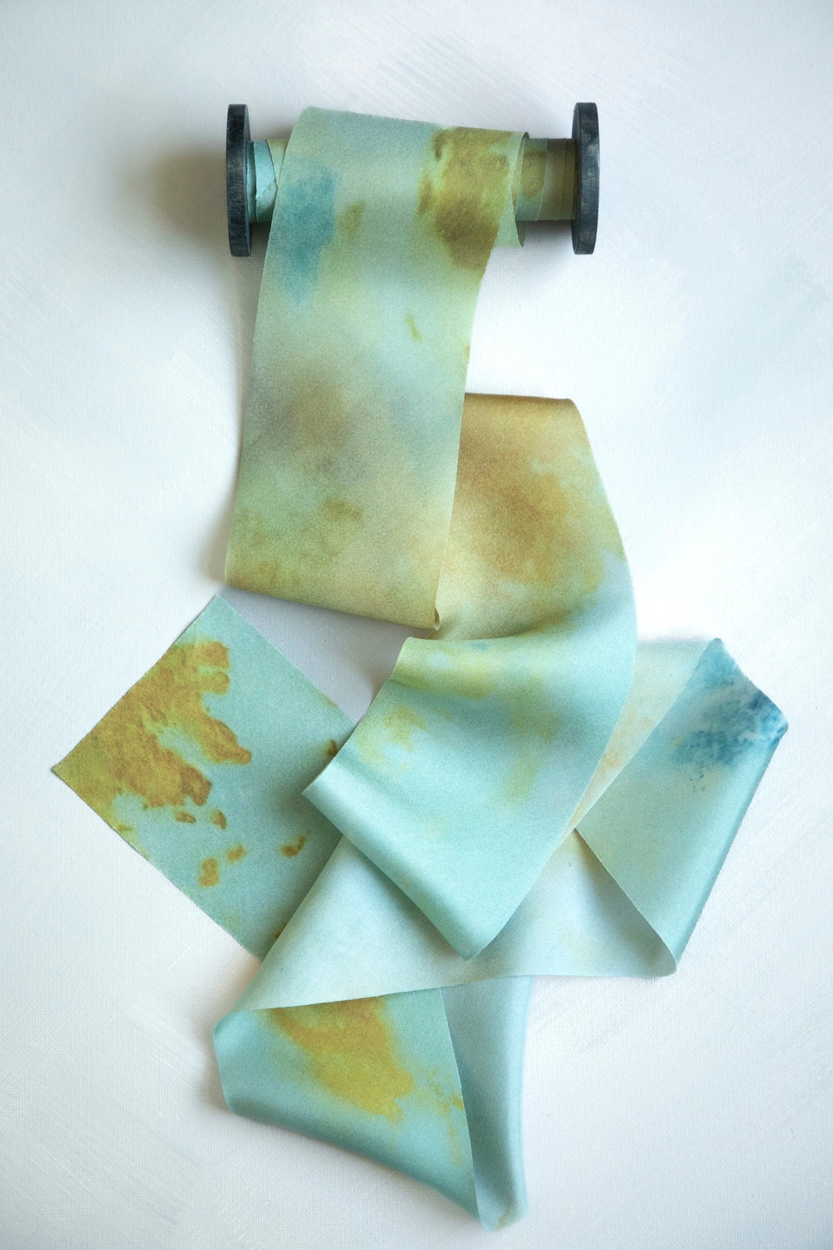 Botanical Print / Teal Marigold Silk ribbon