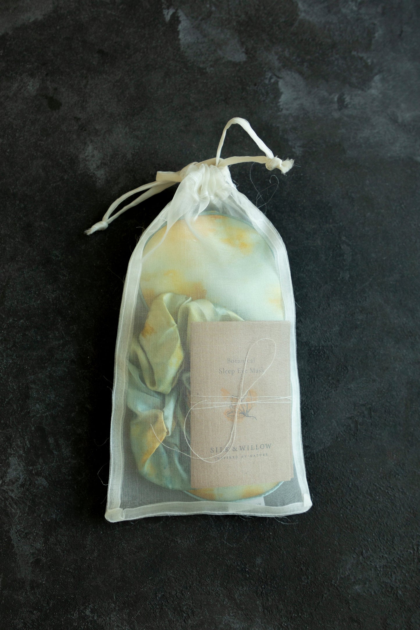 Botanical Print • Silk Sleep Eye Mask + Hair Scrunchie Sets