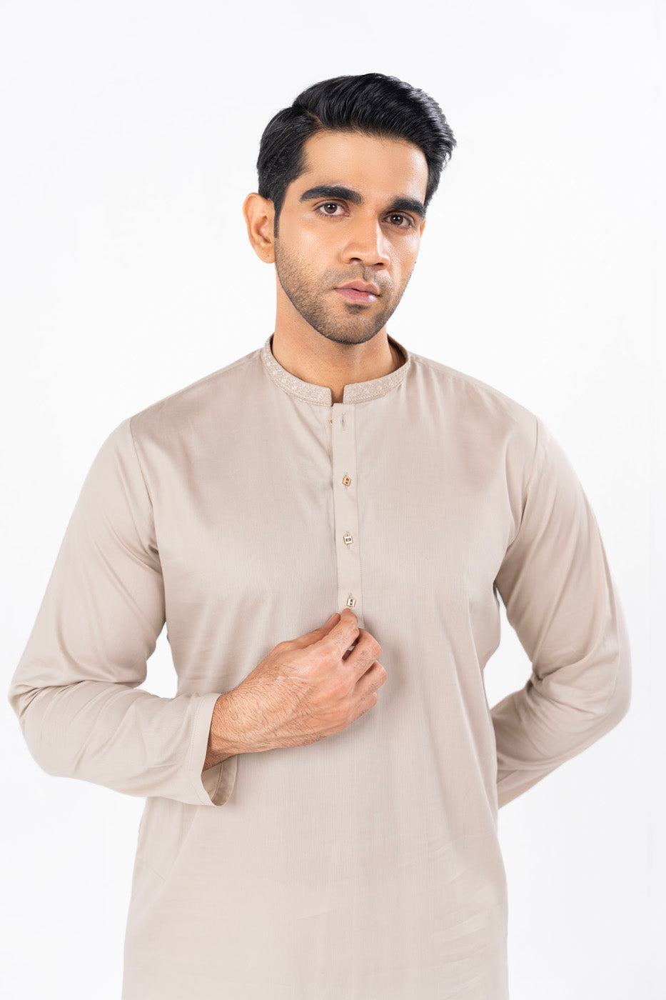 Dyed Embroidered Cotton Kurta