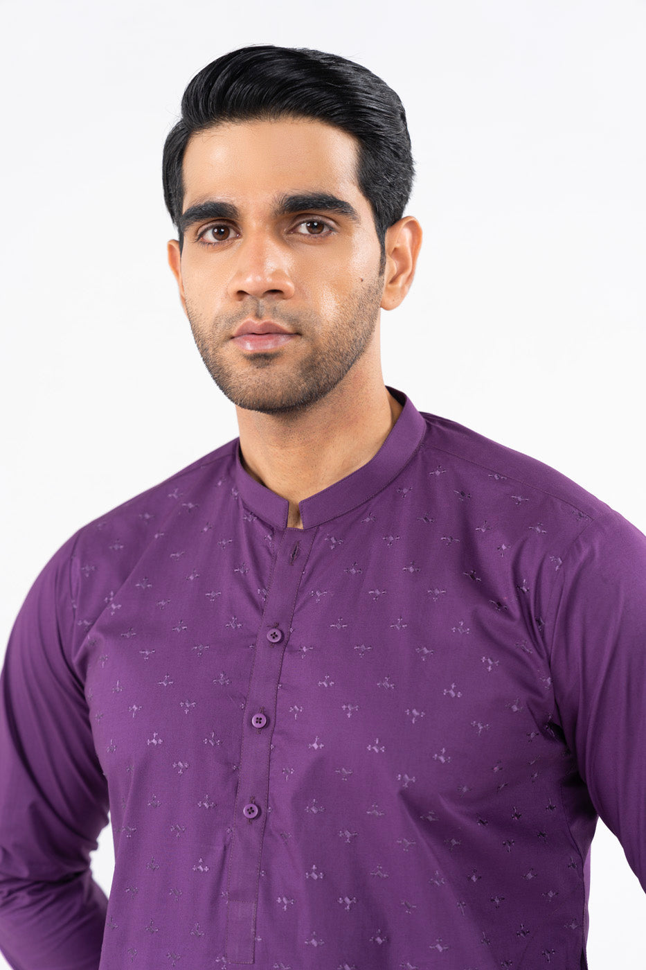 Dyed Embroidered Cambric Kurta