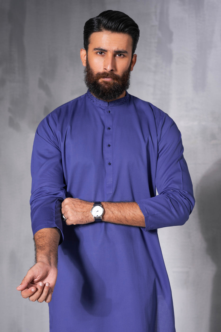 Dyed Embroidered Cotton Kurta