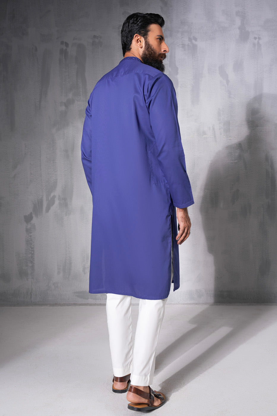 Dyed Embroidered Cotton Kurta