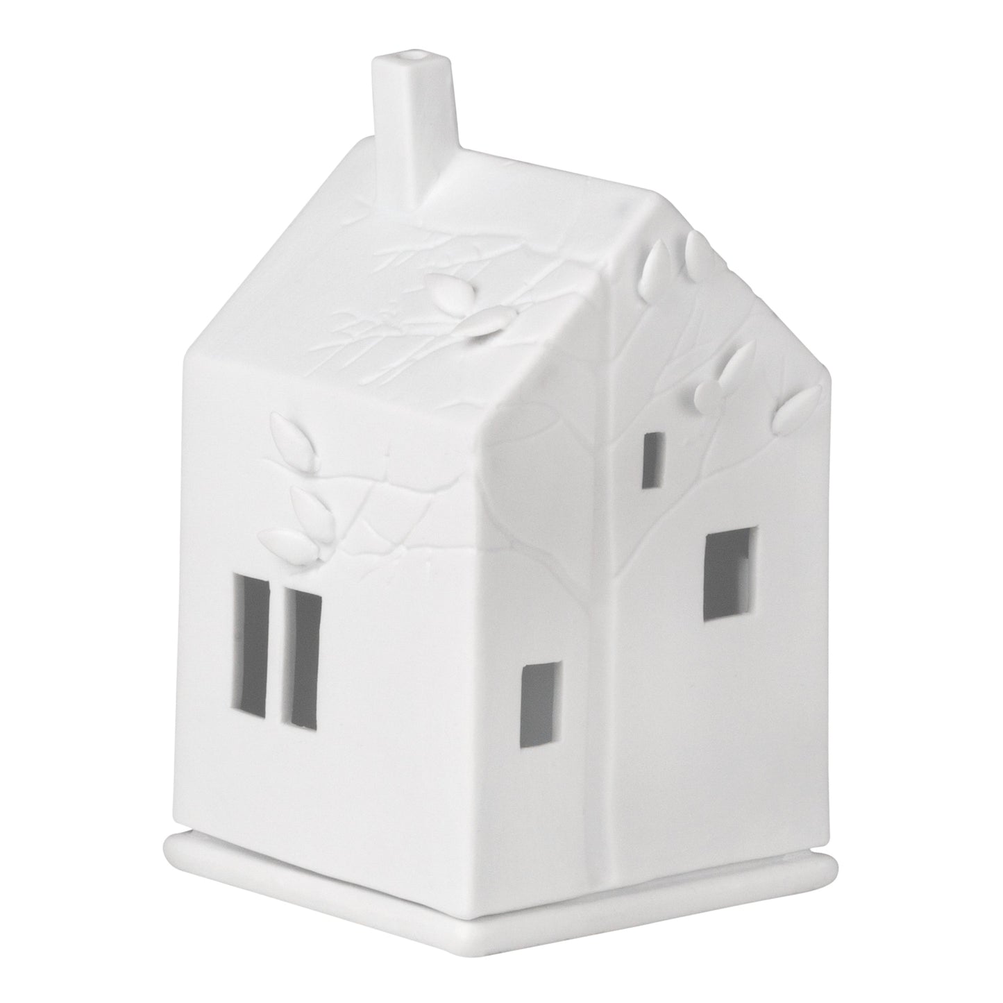 Porcelain Village House with Engraved Tree