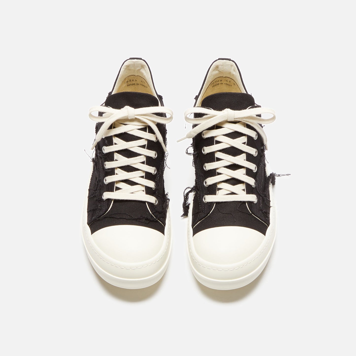 Rick Owens DRKSHDW Slashed Low Sneaks - Black / Milk / Milk Scarpe