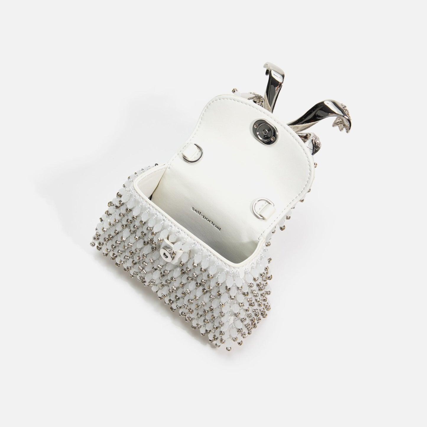 Self-Portrait Embellished Micro Bow Bag - White