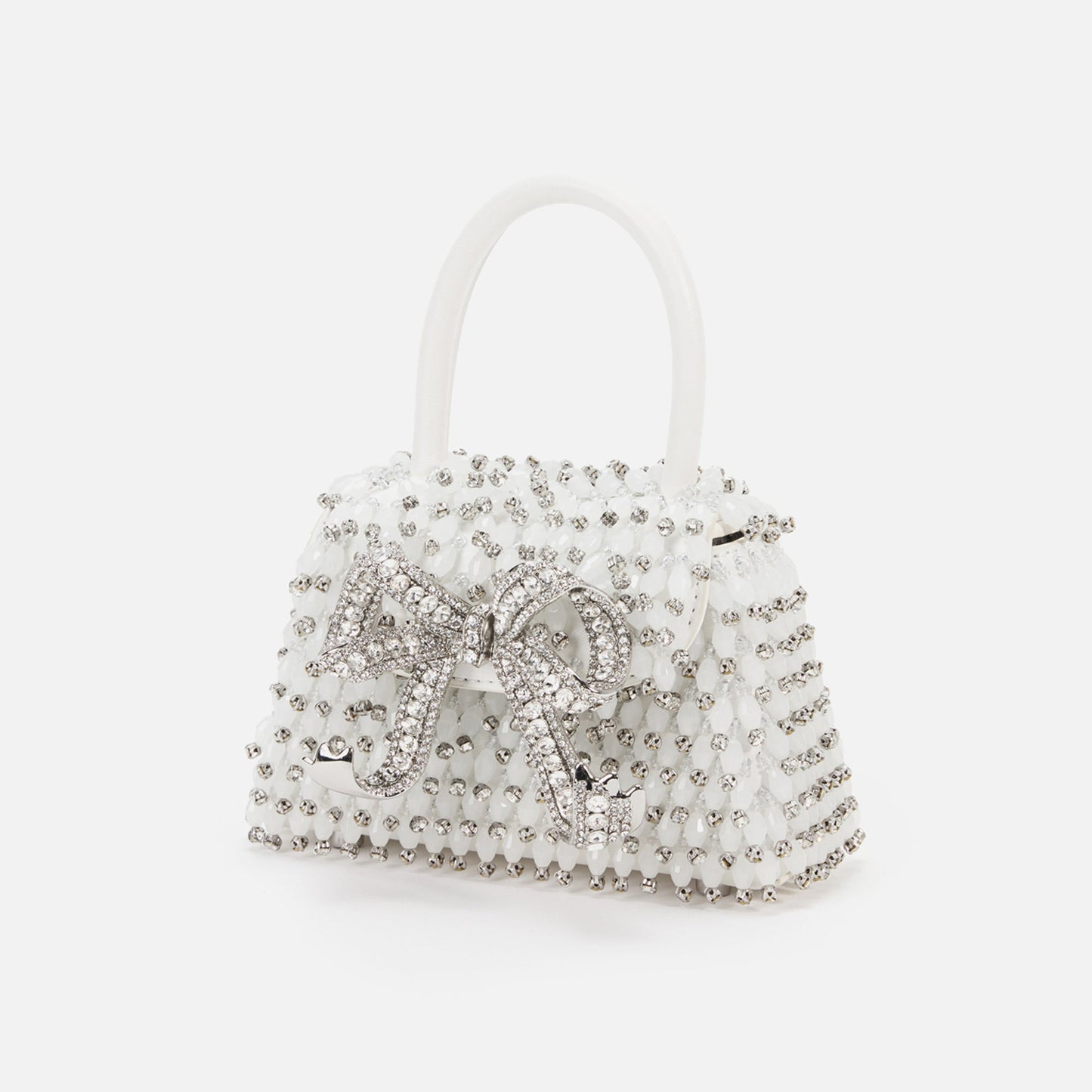 Self-Portrait Embellished Micro Bow Bag - White