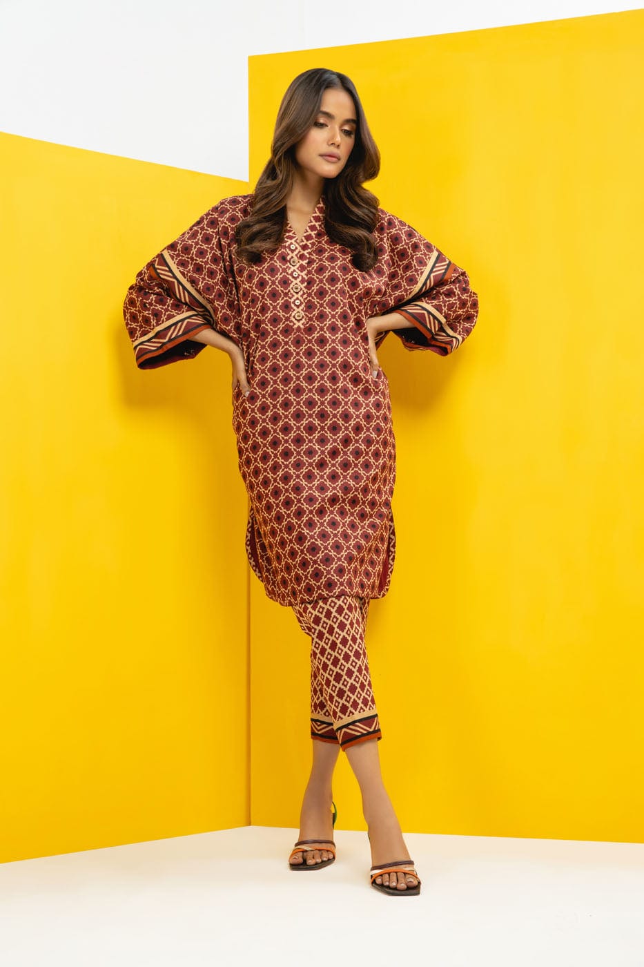 2 Pc Printed Cambric Suit With Cambric Trouser