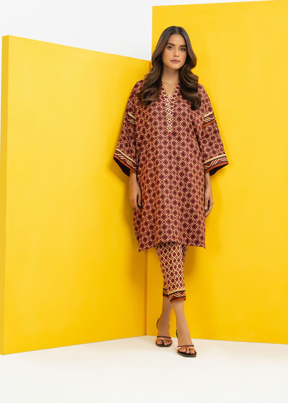 2 Pc Printed Cambric Suit With Cambric Trouser