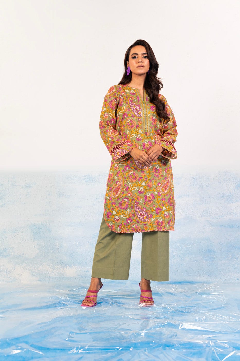 1 Pc Printed Silver Lawn Shirt 