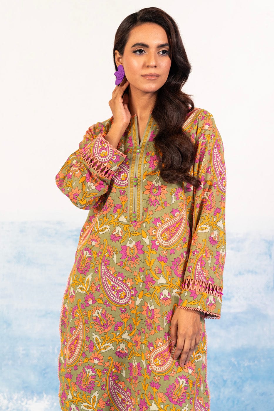 1 Pc Printed Silver Lawn Shirt 