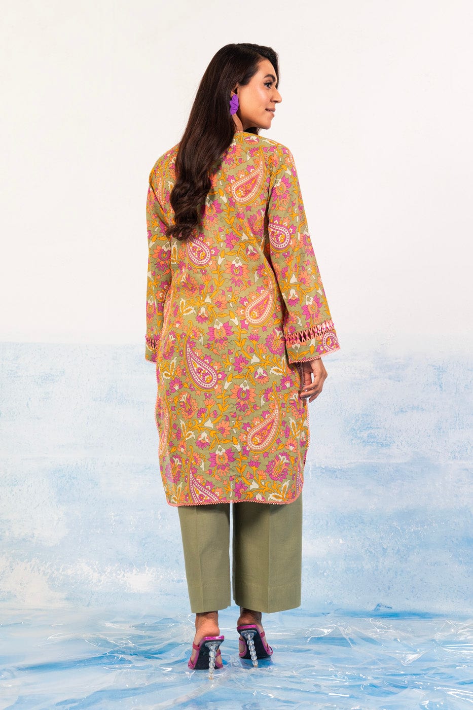 1 Pc Printed Silver Lawn Shirt 