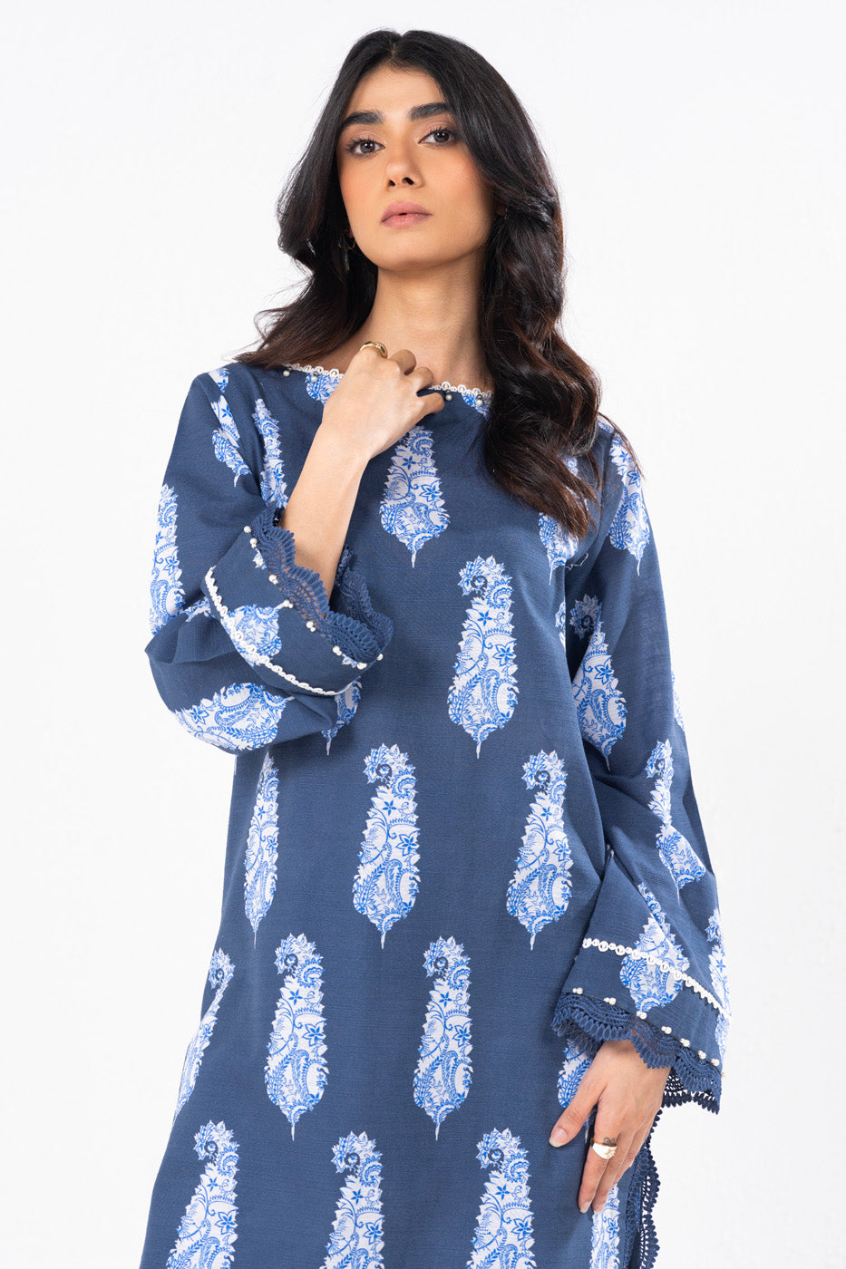 2 Pc Printed Khaddar Shirt With Khaddar Trouser