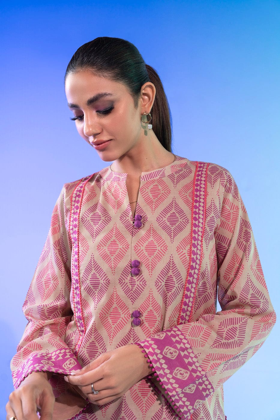 1 Pc Printed Silver Lawn Shirt 