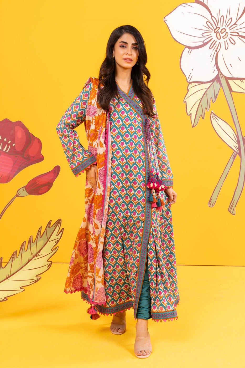 2 Pc Printed Lawn Shirt With Lawn Dupatta