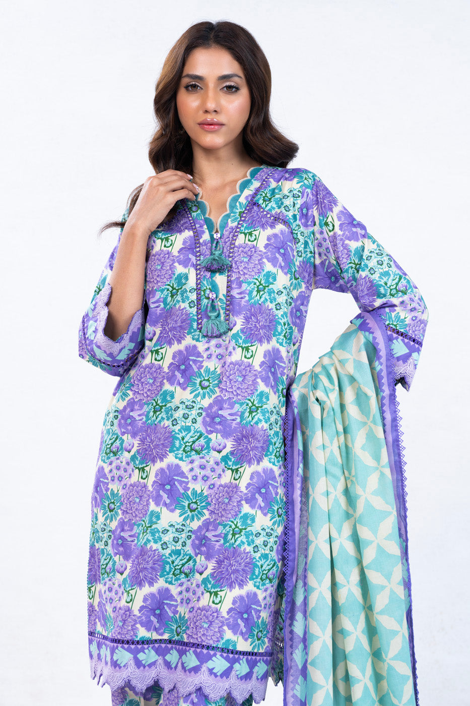 3 Pc Printed Lawn Suit With Lawn Dupatta