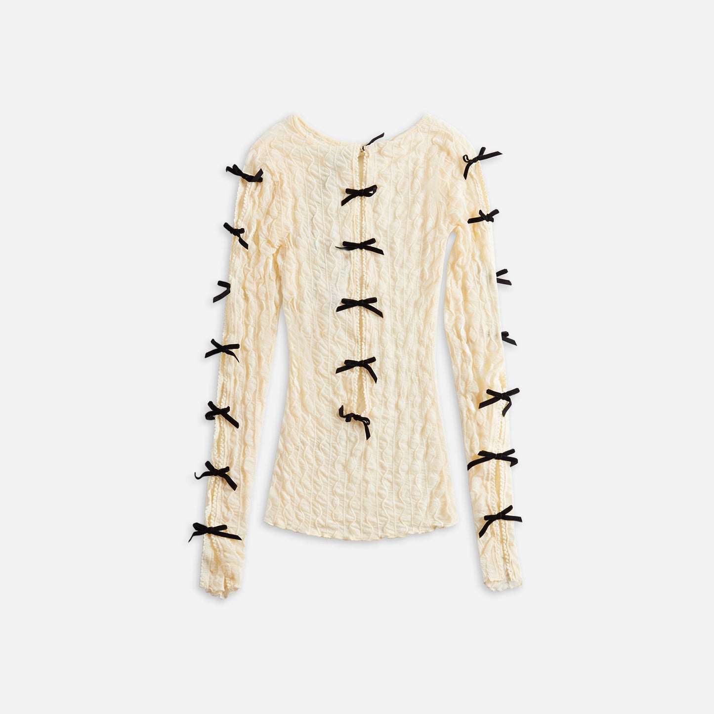 Second Skin Ross Bow Mockneck Top - Cream / Black Bows