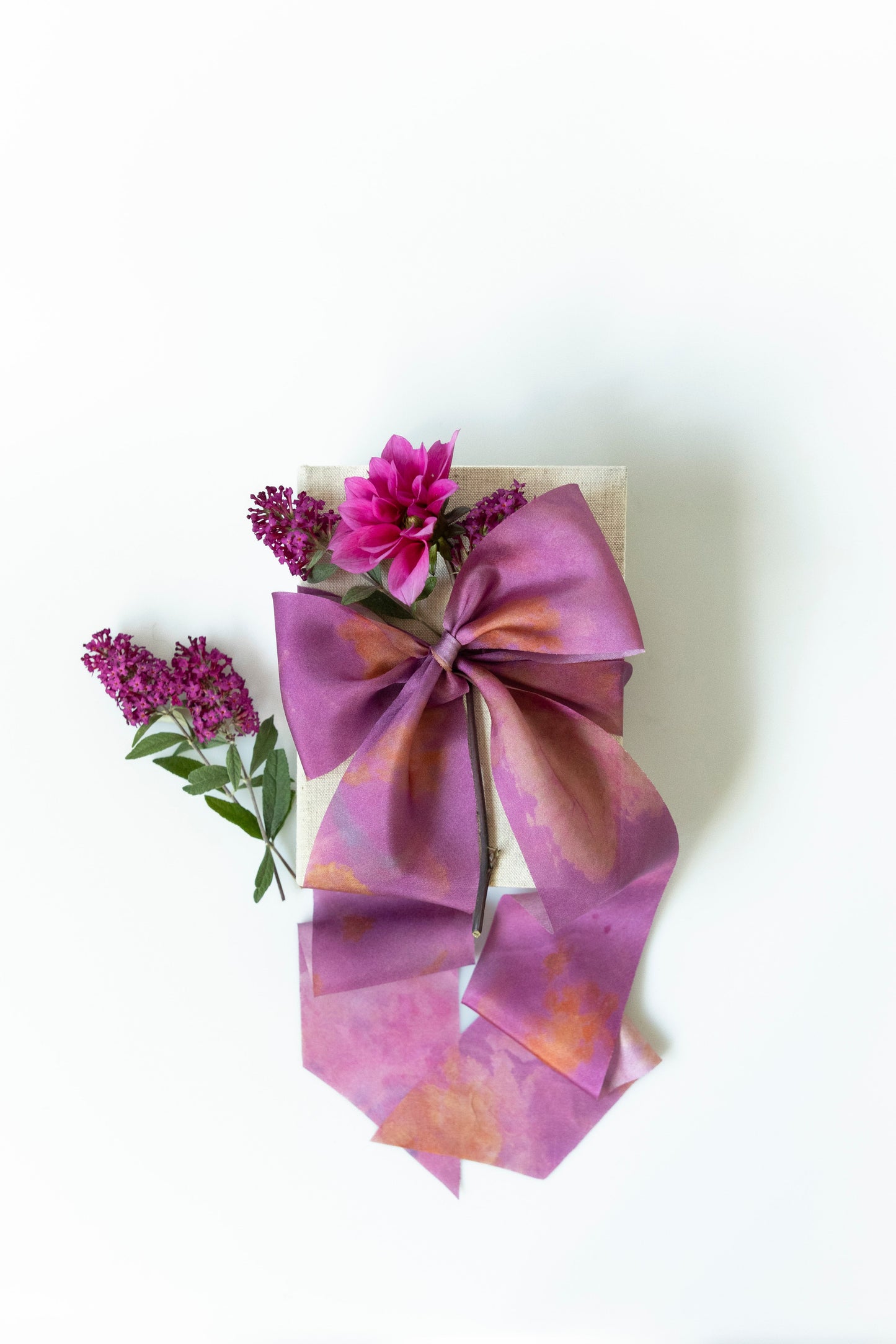 Botanical Print / Hot Peony Silk Ribbon