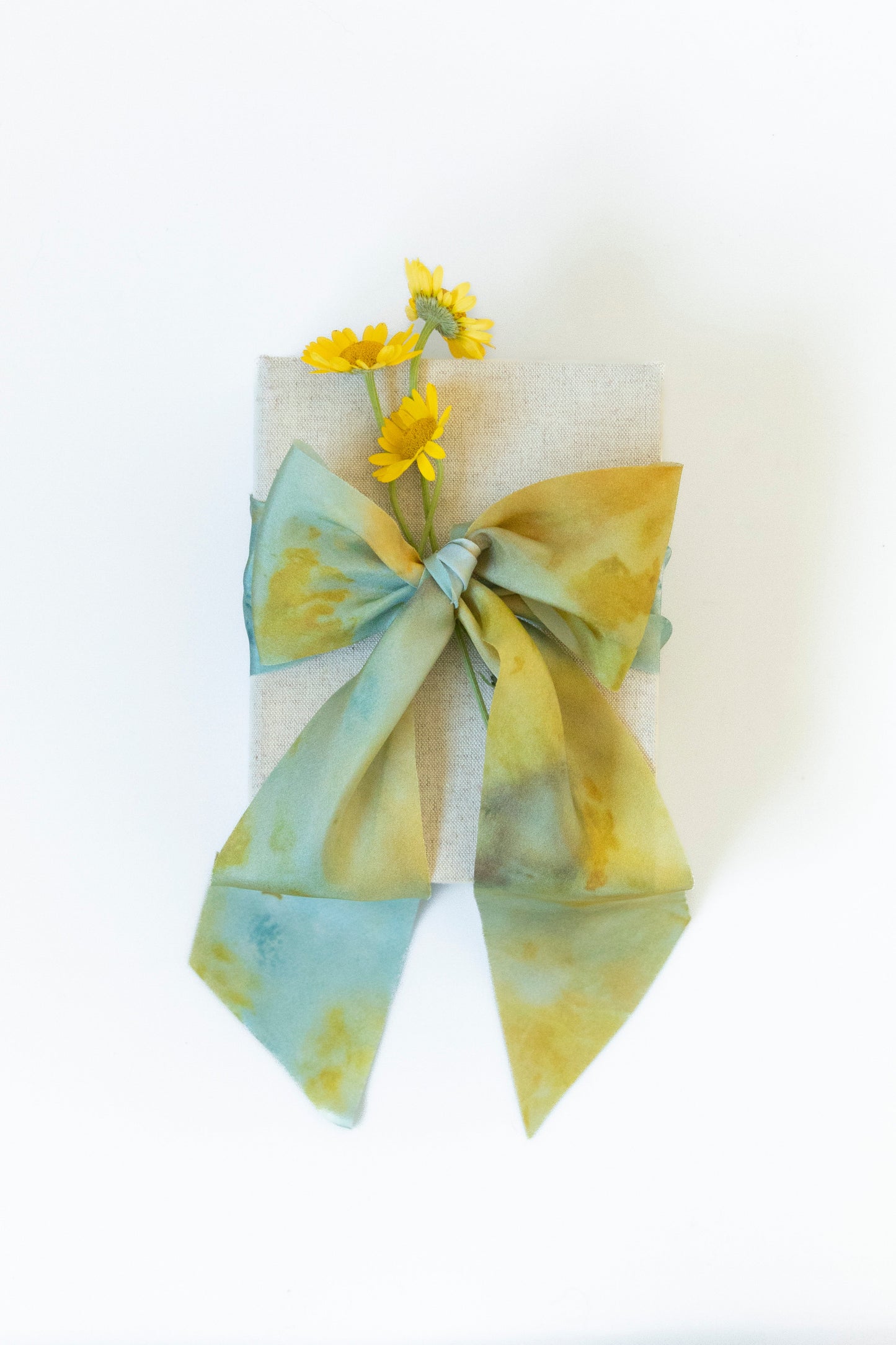 Botanical Print / Teal Marigold Silk ribbon